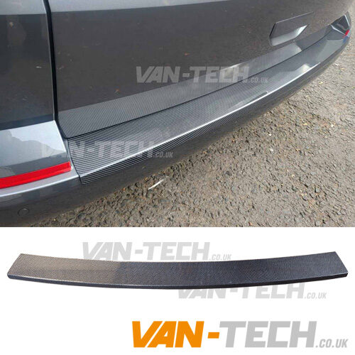 VW T6 T6.1 Rear Bumper Protector Tailgate Cover Carbon Fibre Effect