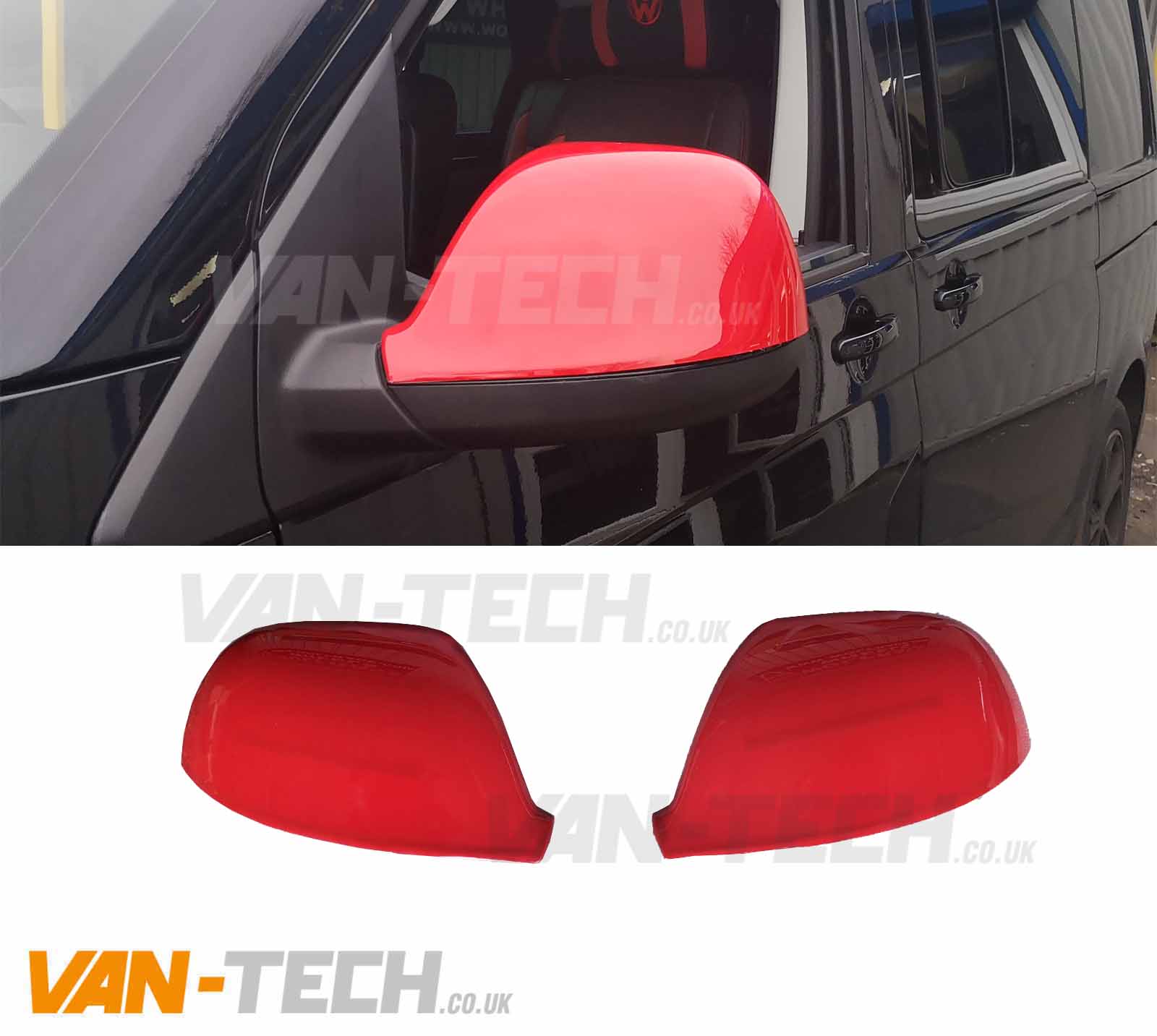 VW T5.1 T6 T6.1 Wing Mirror Covers Red, Black, White and Carbon Fibre