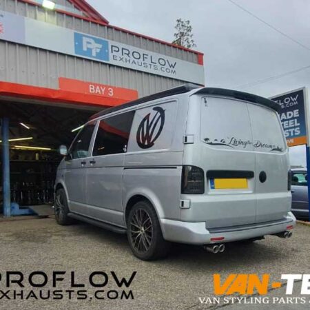 VW Transporter T5 Custom Exhaust with Dual Twin Tailpipes made from stainless steel