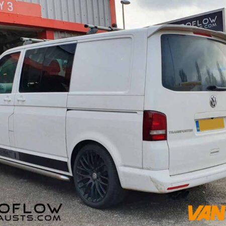 Custom Built Stainless Steel Proflow Exhaust for VW Transporter T5.1 Mid/ Rear with TX082B Dual Twin Tailpipes