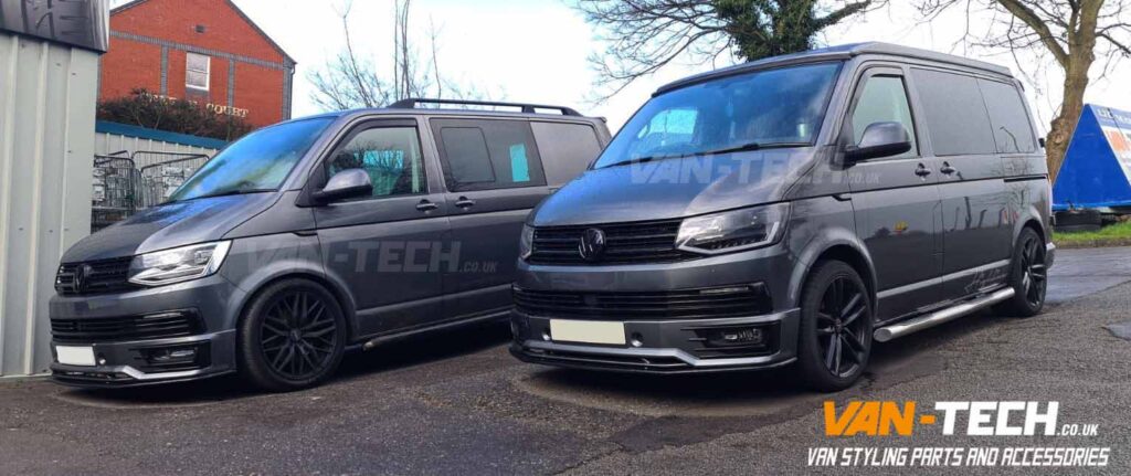 VW T6 Sportline Bumper, Lower Splitter, Daytime Running Lights, Headlights and Four Step Side Bars