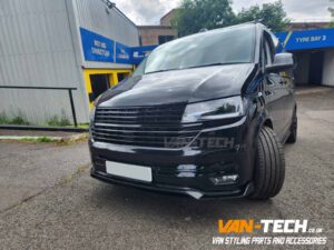 VW Transporter T6.1 parts and accessories - Badgeless Grille, Lower Bumper Inserts, Front Splitter, Tailgate Spoiler and Lightbar Headlights