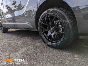 Calibre Exile-R Matte Black Alloy Wheels for Renault Trafic and a set of Windforce 235/50 18 101Y Tyres