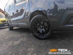 Calibre Exile-R Matte Black Alloy Wheels for Renault Trafic and a set of Windforce 235/50 18 101Y Tyres