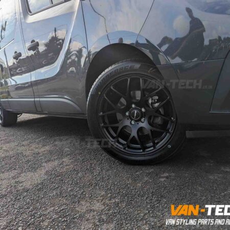 Calibre Exile-R Matte Black Alloy Wheels for Renault Trafic and a set of Windforce 235/50 18 101Y Tyres