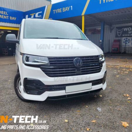 VW Transporter T6.1 Parts Headlights, Rear Spoiler, Front End Upgrade Kit - Gloss Black Grille, Middle Inserts and Lower Splitter