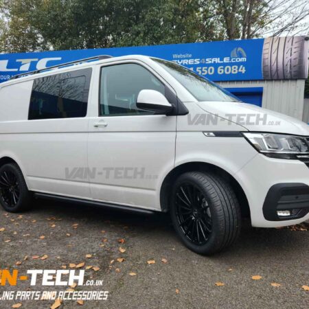 VW Transporter T6.1 Aluminium Roof Rails, , Rear Bumper Protector, Tailgate Spoiler and Black Sportline Style Side Bars