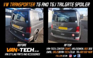 VW Transporter T6 T6.1 Gloss Black Tailgate Door Spoiler