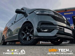 VW Transporter T6.1 Calibre X-Load Alloy Wheels 18″ Gloss black and a set of 255/55R18 All-Terrain T/A KO2 109R XL