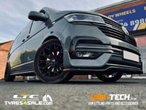 VW Transporter T6.1 Calibre X-Load Alloy Wheels 18″ Gloss black and a set of 255/55R18 All-Terrain T/A KO2 109R XL